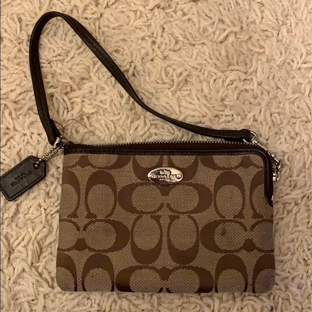 Brown Coach wristlet